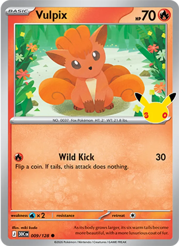 Vulpix — 30th Celebration #009/128, raw, NM
