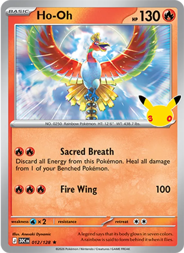 Ho-Oh — 30th Celebration #012/128, raw, NM