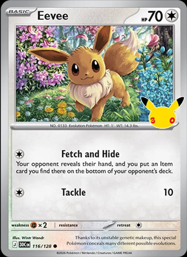 Eevee — 30th Celebration #116/128, raw, NM
