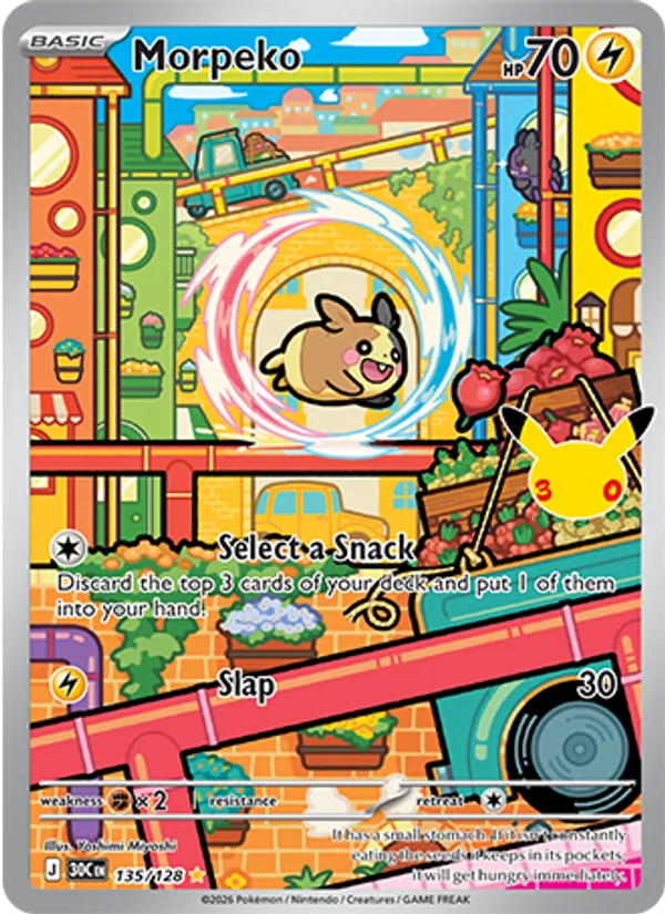 Morpeko — 30th Celebration #135/128, raw, NM