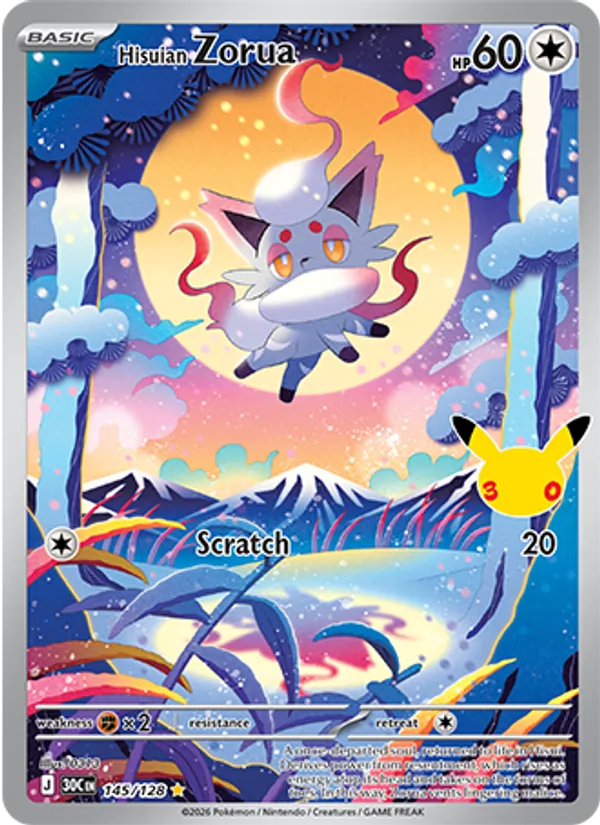 Hisuian Zorua — 30th Celebration #145/128, raw, NM