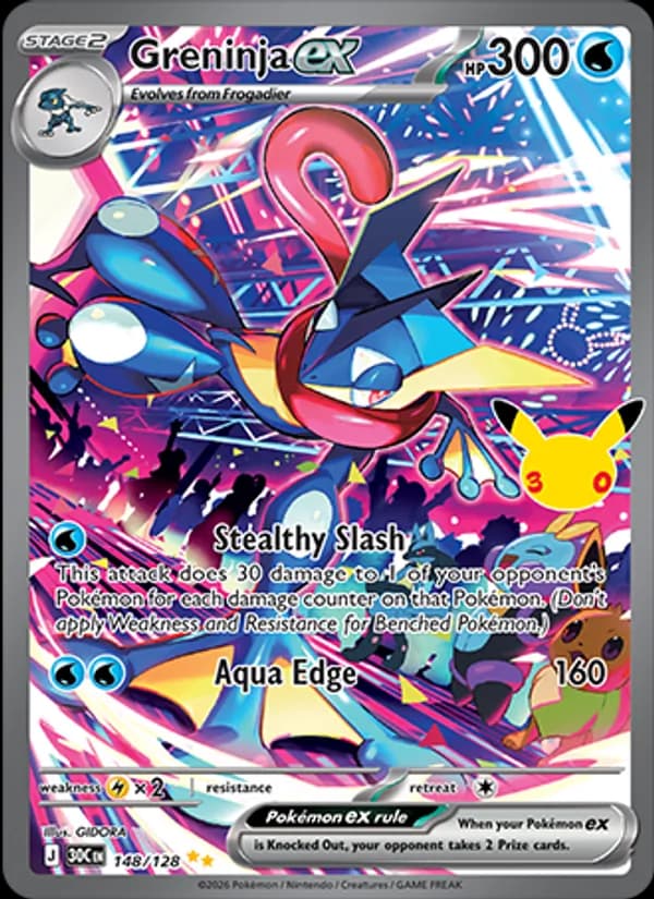 Greninja ex — 30th Celebration #148/128, raw, NM