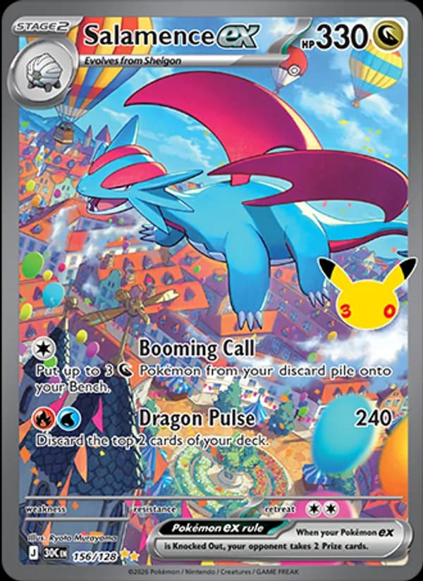 Salamence ex — 30th Celebration #156/128, raw, NM