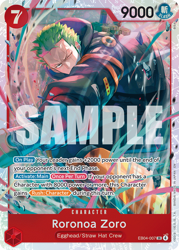 Roronoa Zoro — One Piece Extra Booster EB04 #EB04-007, PSA 10