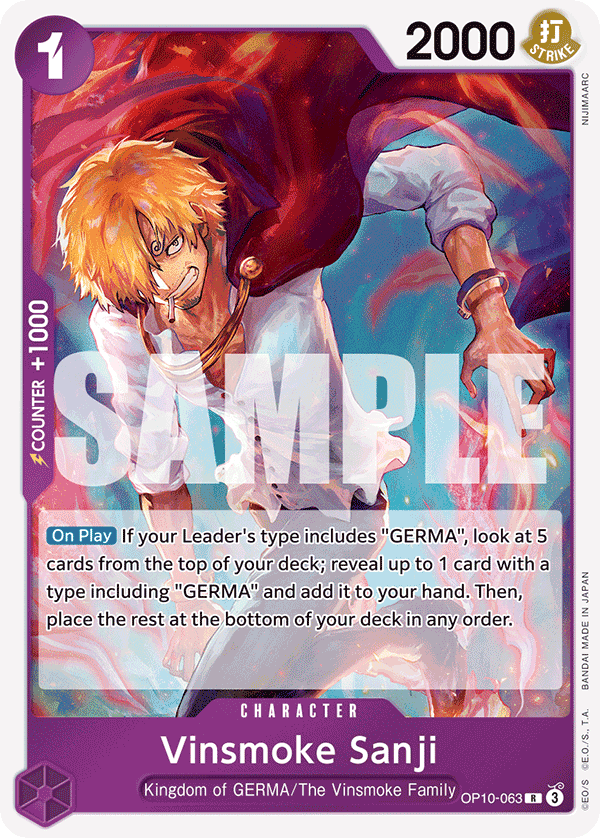 Vinsmoke Sanji — One Piece Royal Blood #OP10-063, PSA 10