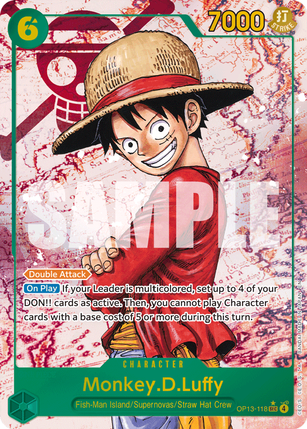 Monkey.D.Luffy — Carrying on His Will #OP13-118, PSA 9
