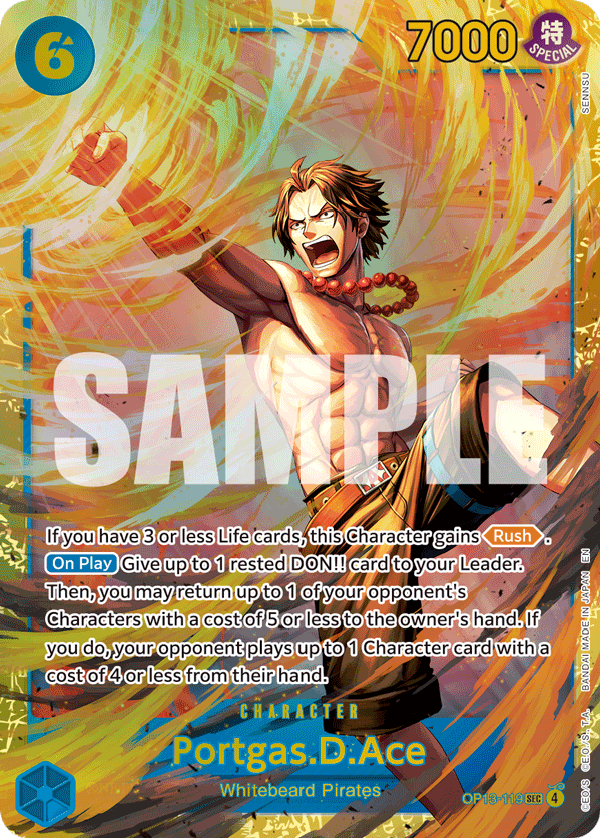 Portgas.D.Ace — One Piece Carrying on His Will #OP13-119, PSA 10