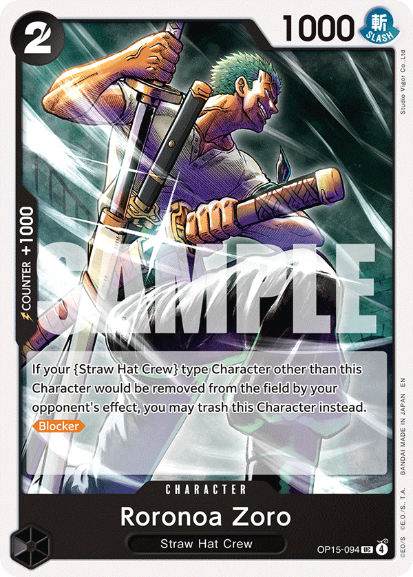 Roronoa Zoro — Adventure on Kami's Island #OP15-094, PSA 10
