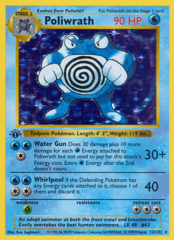 Poliwrath — Base #13/102, raw, NM