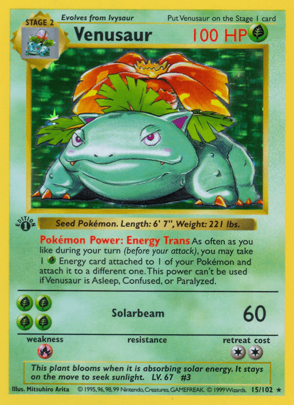 Venusaur — Base #15/102, PSA 8