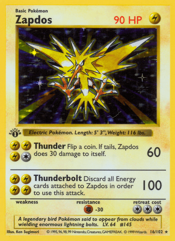 Zapdos — Base #16/102, PSA 9