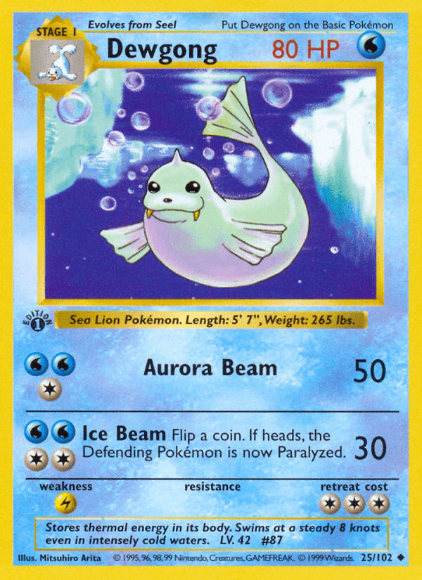 Dewgong — Base #25/102, PSA 10
