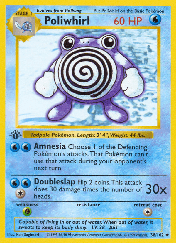 Poliwhirl — Base #38/102, PSA 7
