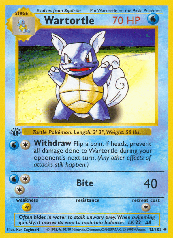 Wartortle — Base #42/102, PSA 10