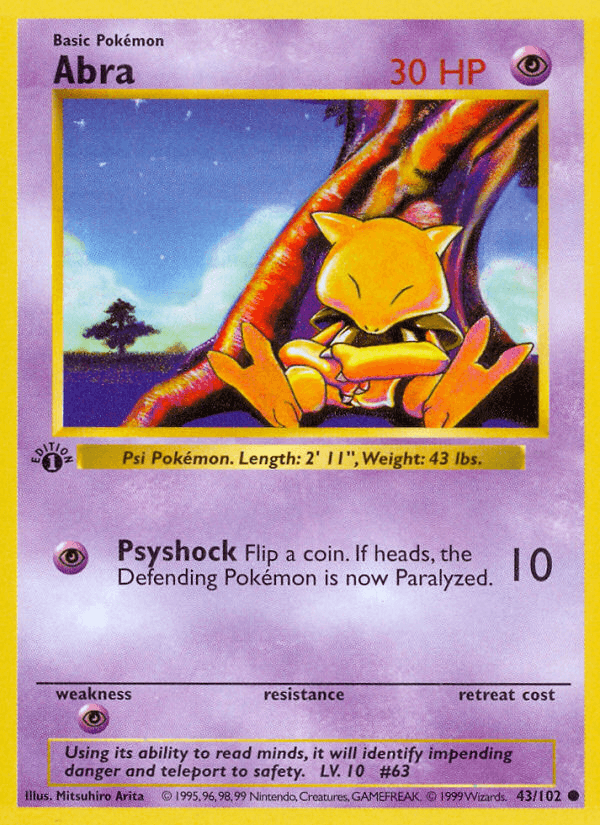 Abra — Base #43/102, PSA 10