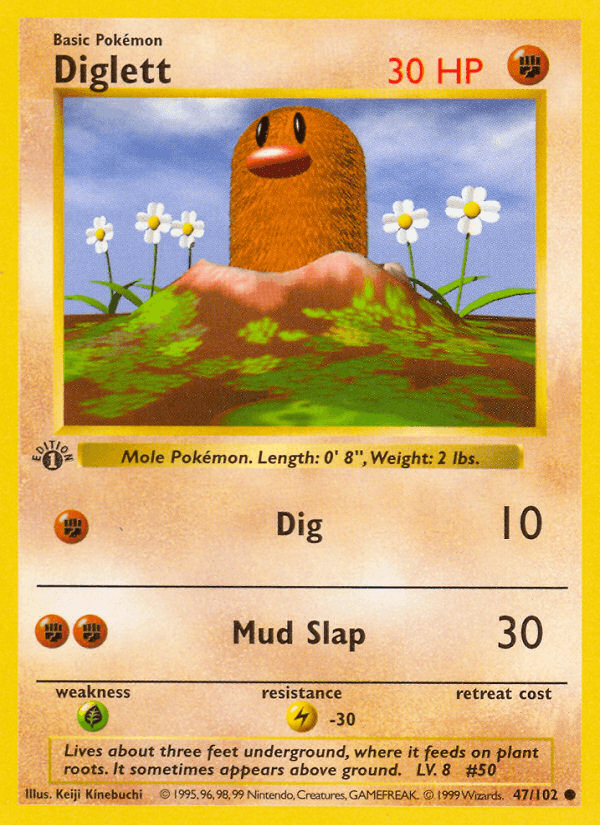 Diglett — Base #47/102, PSA 10