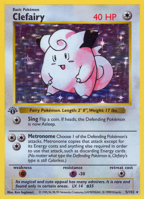 Clefairy — Base #5/102, raw, NM