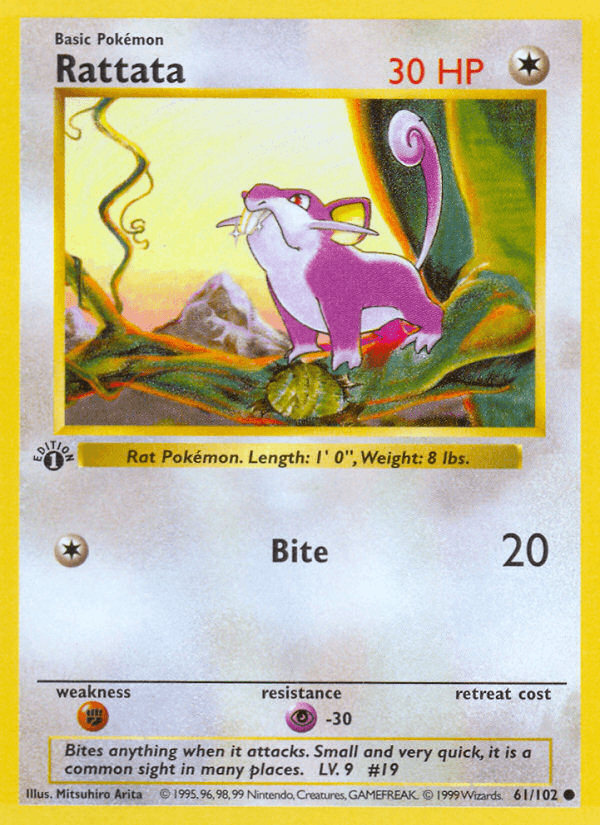 Rattata — Base #61/102, PSA 10