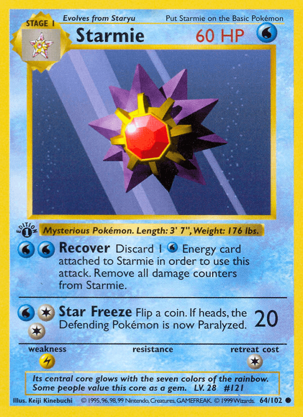 Starmie — Base #64/102, PSA 10