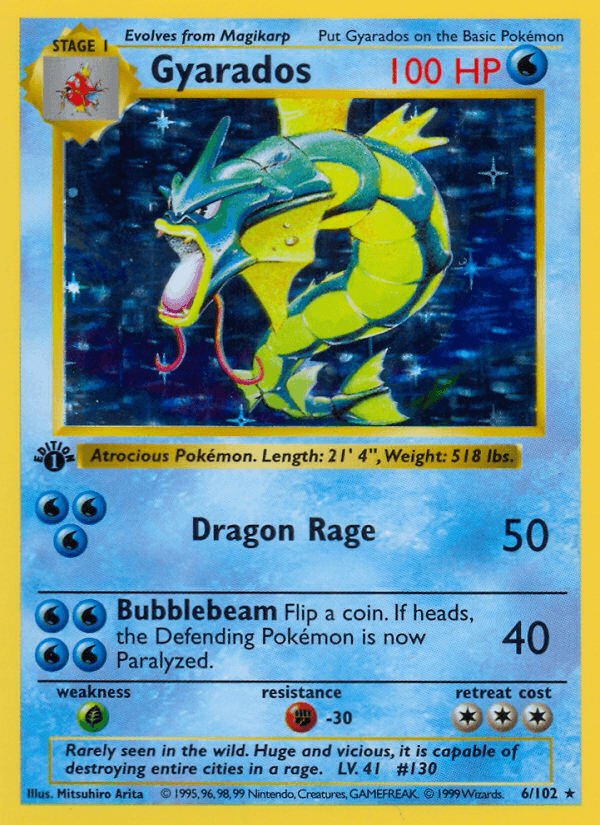 Gyarados — Base #6/102, raw, NM