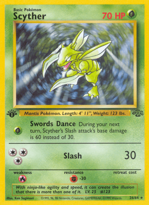Scyther — Jungle #26/64, raw, NM