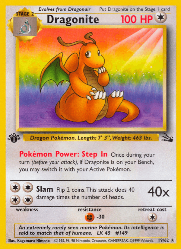 Dragonite — Fossil #19/62, PSA 8