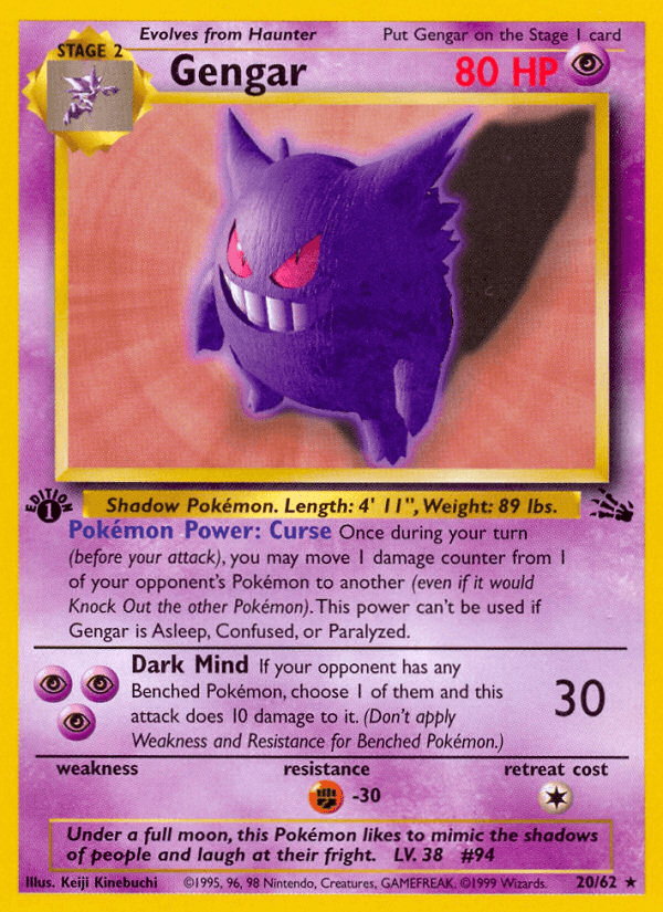 Gengar — Fossil #20/62, PSA 9