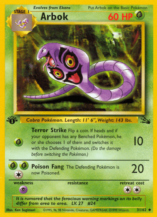 Arbok — Fossil #31/62, raw, NM