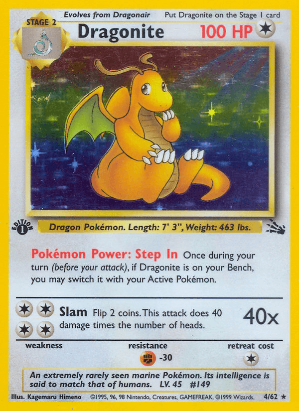 Dragonite — Fossil #4/62, PSA 8
