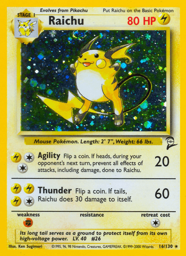 Raichu — Base Set 2 #16/130, PSA 7