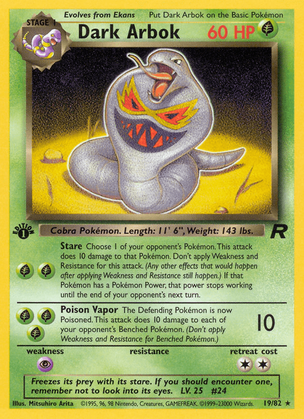 Dark Arbok — Team Rocket #19/82, raw, NM