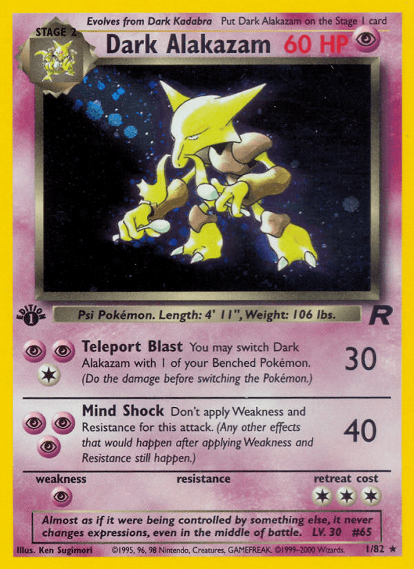 Dark Alakazam — Team Rocket #1/82, PSA 8
