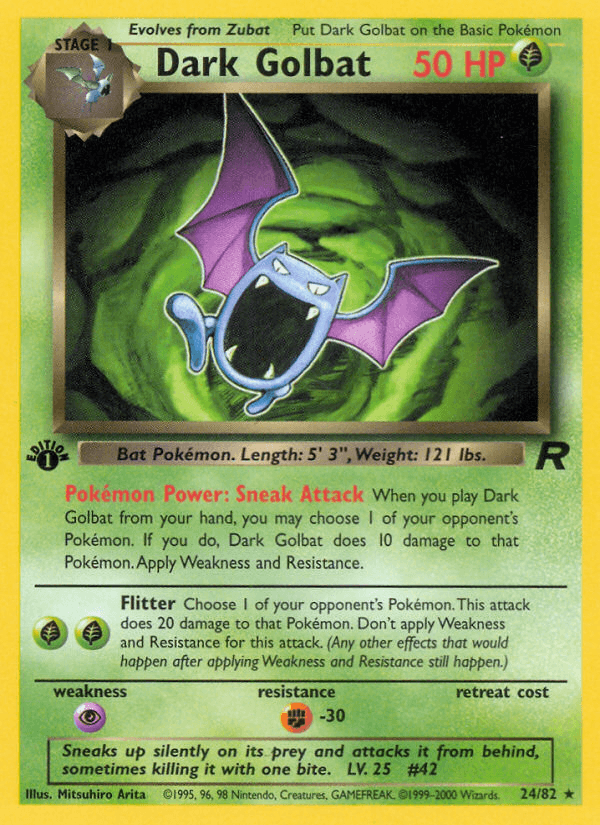 Dark Golbat — Team Rocket #24/82, raw, NM