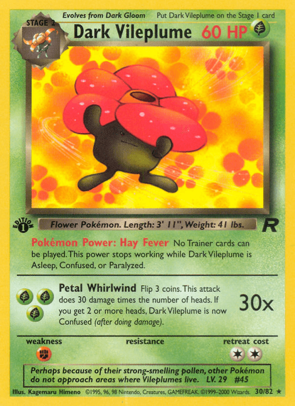 Dark Vileplume — Team Rocket #30/82, raw, NM