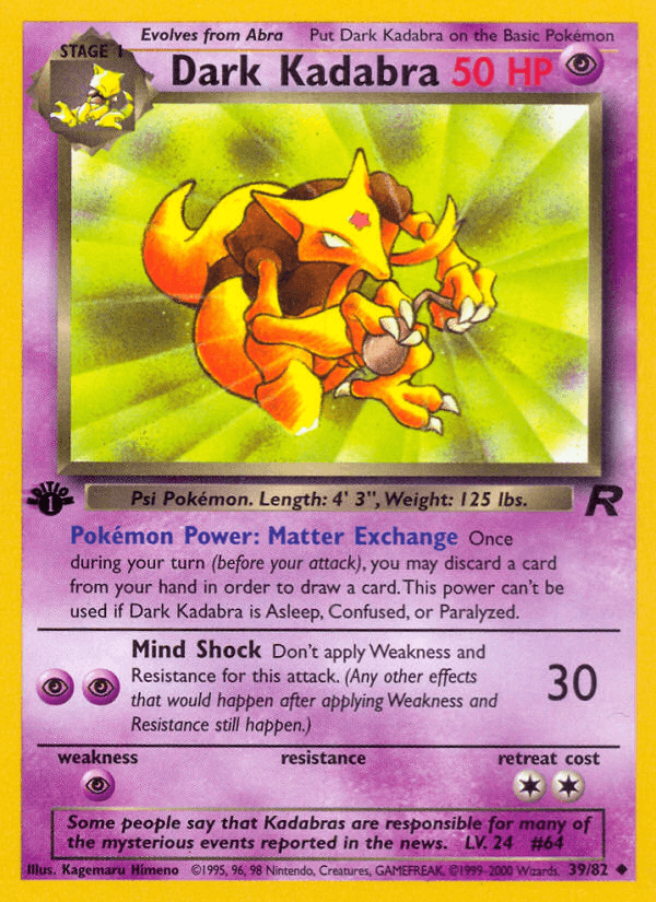 Dark Kadabra — Team Rocket #39/82, raw, NM