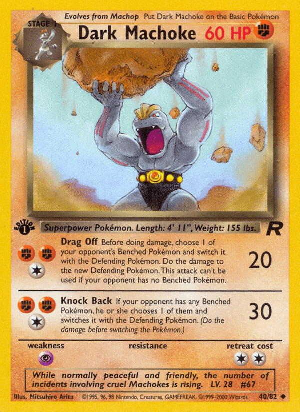 Dark Machoke — Team Rocket #40/82, raw, NM