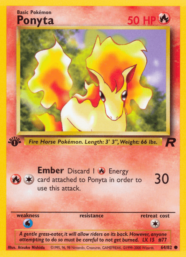 Ponyta — Team Rocket #64/82, raw, NM