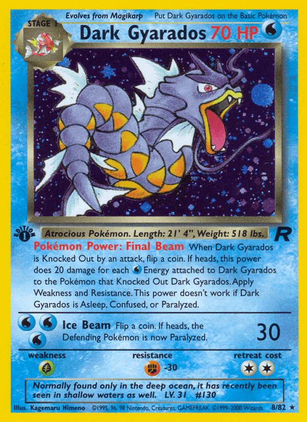 Dark Gyarados — Team Rocket #8/82, raw, NM