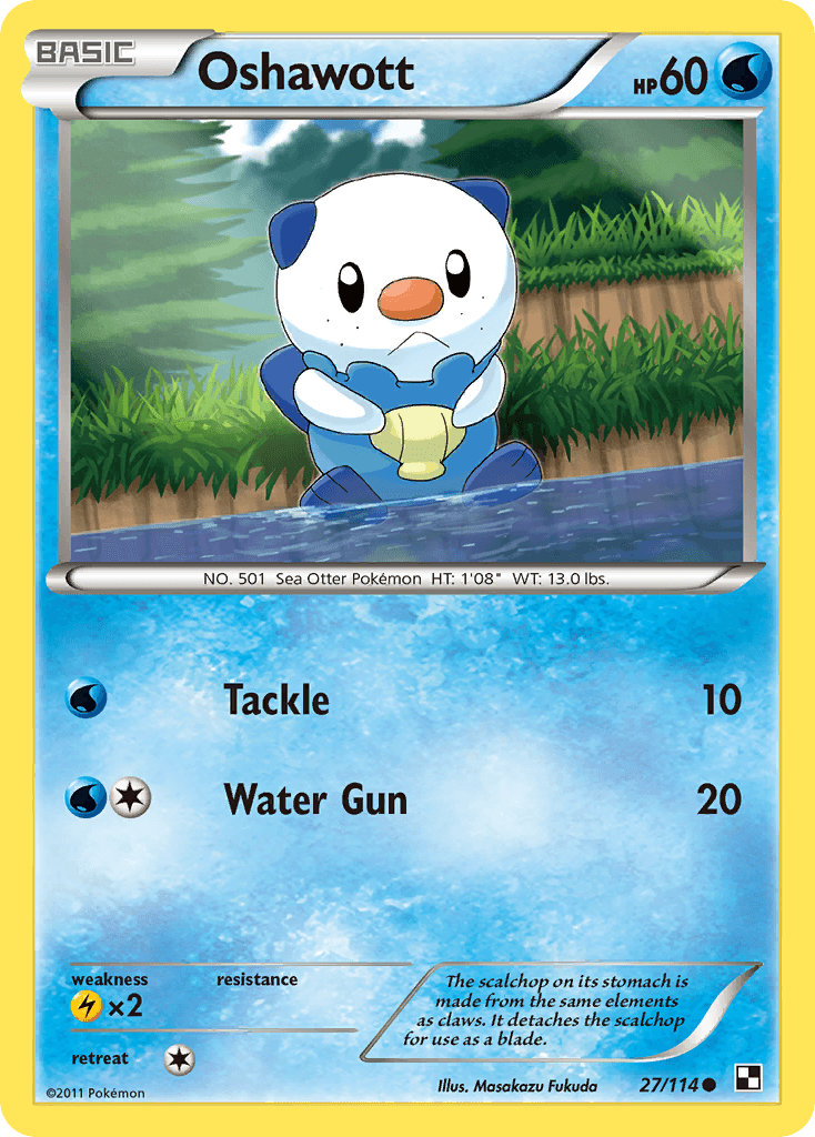 Oshawott — Black & White #27/114, raw, NM
