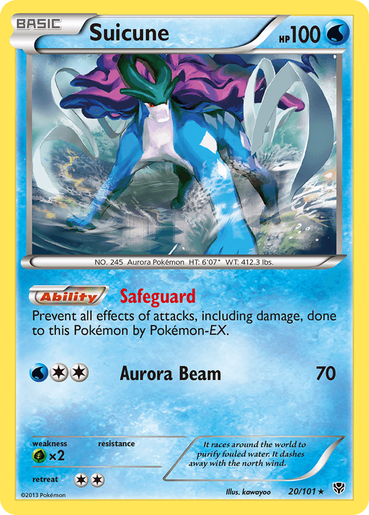 Suicune — Plasma Blast #20/101, raw, NM