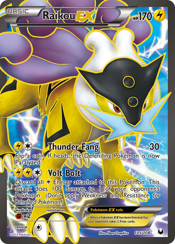 Raikou EX — Dark Explorers #105/108, raw, NM