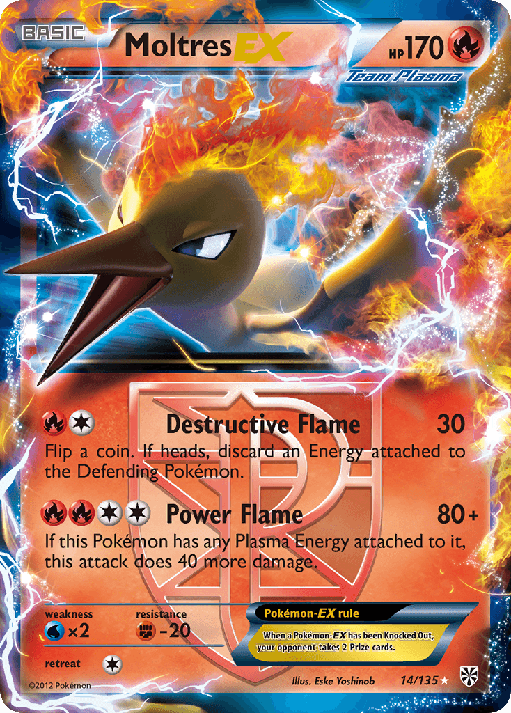 Moltres EX — Plasma Storm #14/135, raw, NM