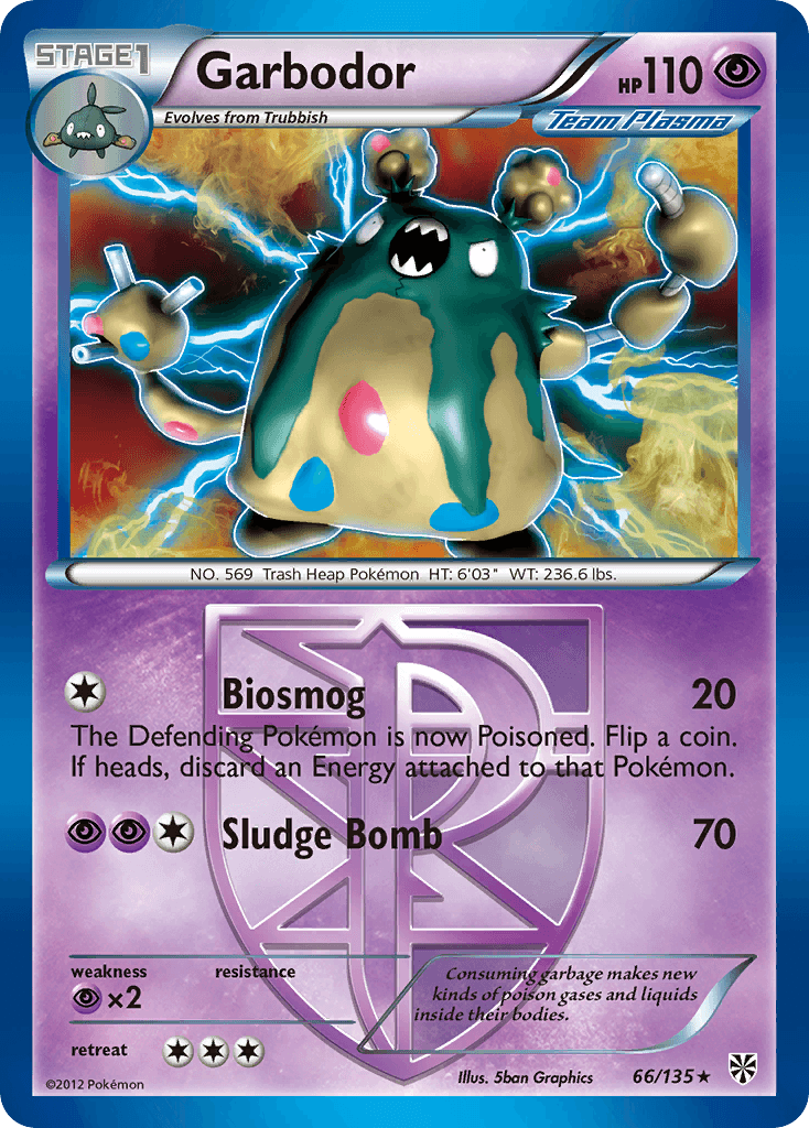 Garbodor — Plasma Storm #66/135, raw, NM