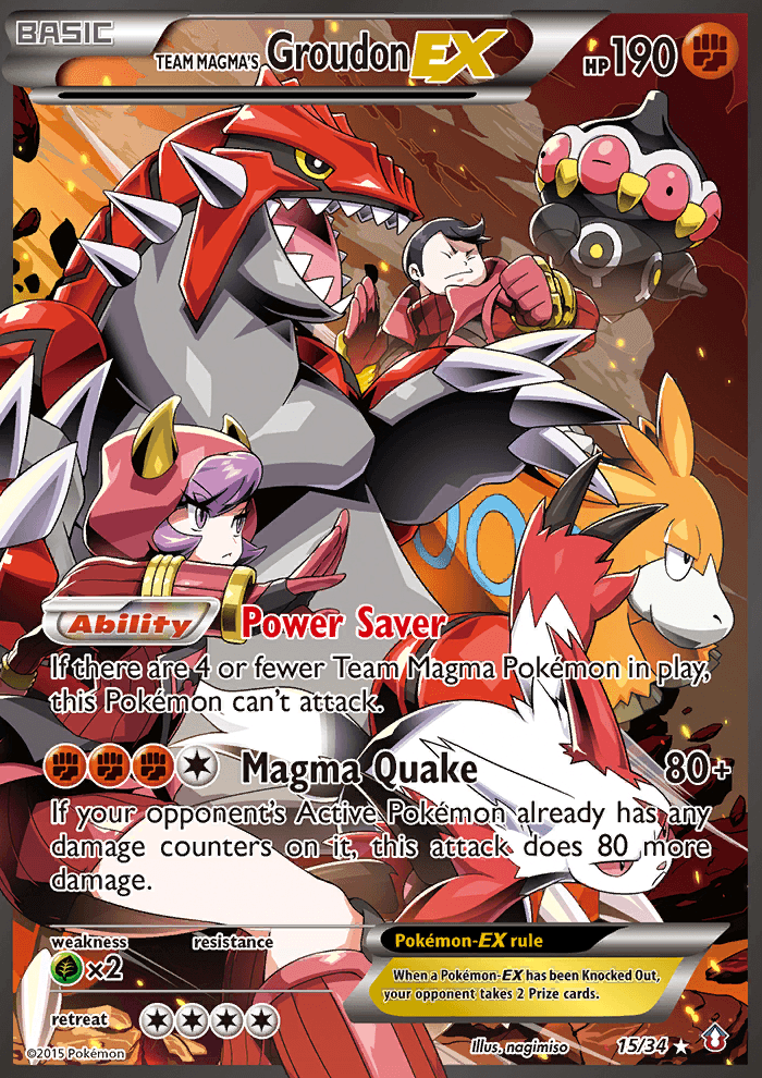 Team Magma's Groudon EX — Double Crisis #15/34, PSA 7
