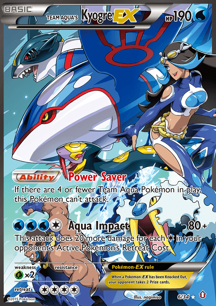 Team Aqua's Kyogre EX — Double Crisis #6/34, PSA 7