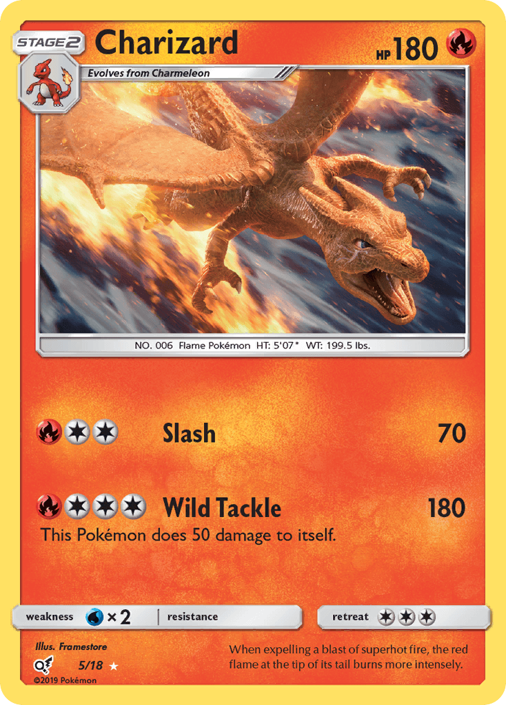 Charizard — Detective Pikachu #5/18, raw, NM