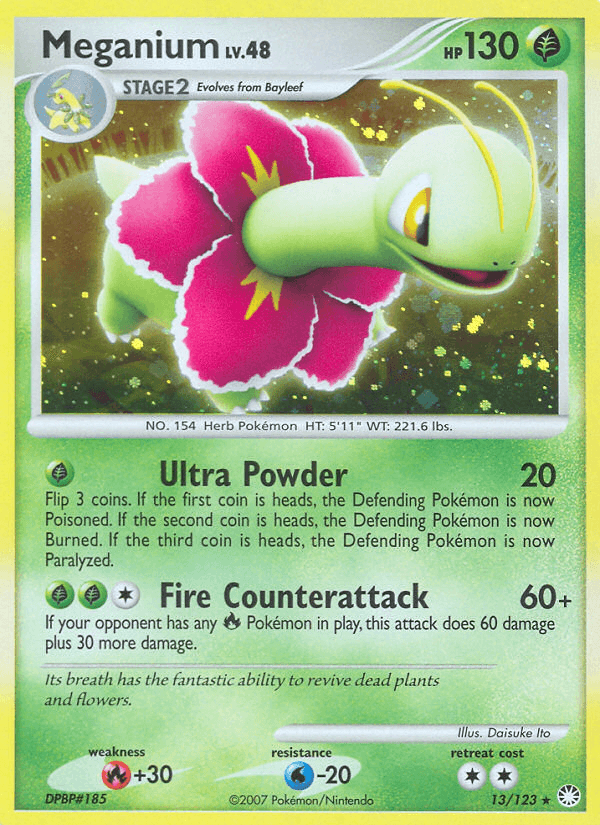 Meganium — Mysterious Treasures #13/123, raw, NM
