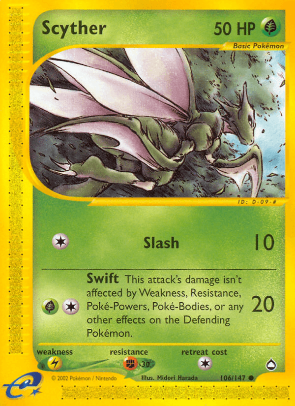 Scyther — Aquapolis #106/147, raw, NM