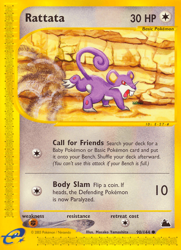 Rattata — Skyridge #90/144, raw, NM