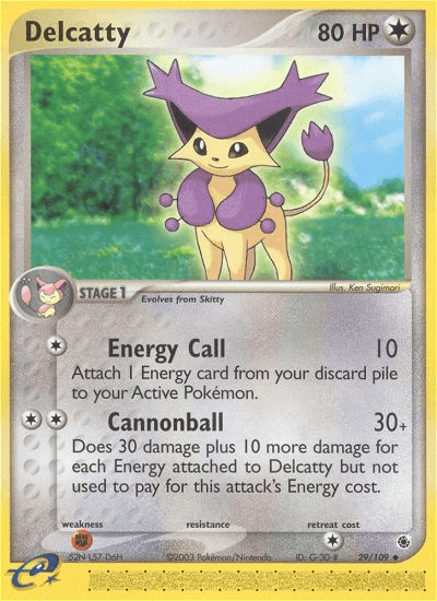 Delcatty — Ruby & Sapphire #29/109, raw, NM